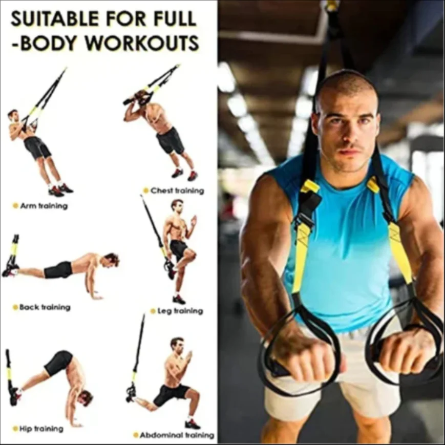 Professional Suspension Trainer Adjustable Yoga Strap for Home Gym Workouts Strength Training Fitness Equipment