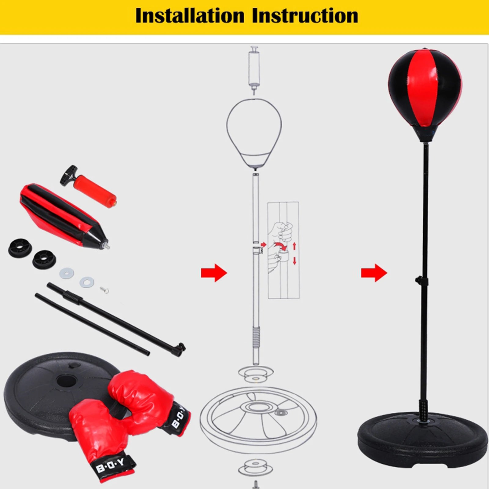 Boxing Speed Balls Adjustable Height Kids Punching Ball Bag Speed Boxing Sports Set Fighting Game With Gloves Kids Boxing Set