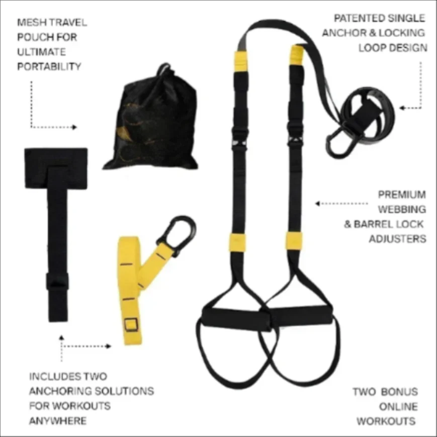 Professional Suspension Trainer Adjustable Yoga Strap for Home Gym Workouts Strength Training Fitness Equipment