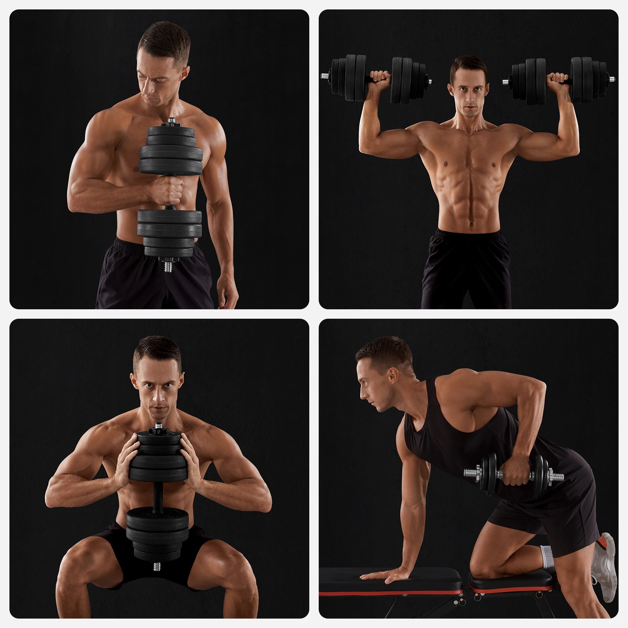 SONGMICS 2 x 15 kg Adjustable Dumbbells for Men and Women's Home Gym Workouts, Ideal for Weight Training, Fitness, in Black